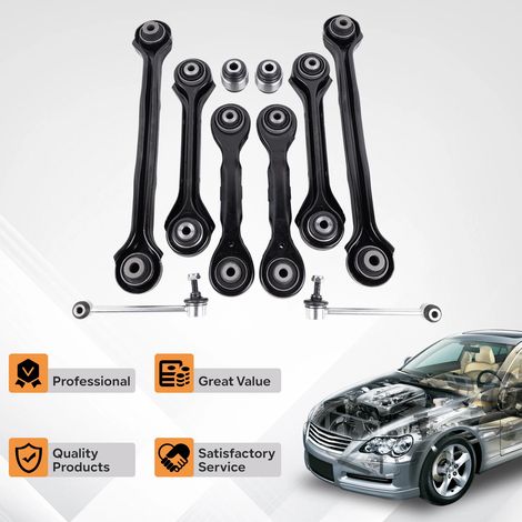 10-teiliger Hochleistungs-Hinterachs-Querlenkersatz (links und rechts) für BMW 3er E90/E91/E92/E93. Präzisionsgefertigt, langlebig und stabil für Reparatur und Austausch des Fahrwerks. 33326777980 (1/5)