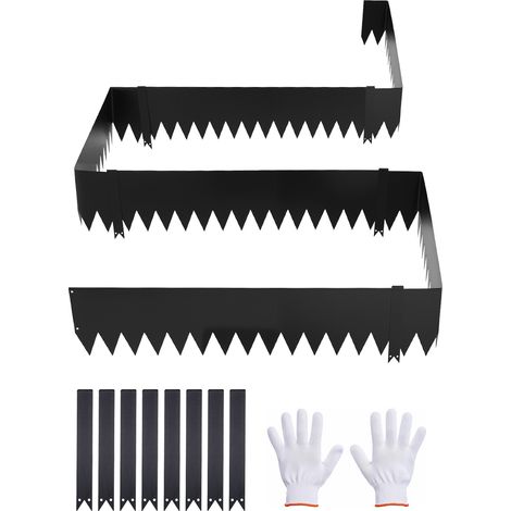 Mophorn Borde de Césped de Acero Galvanizado, 1016 x 254 mm, 8 Placas de Conexión, 6 Piezas de Borde, Delimitador Metálico Exterior, Bordura de Jardín con Guantes para Parterres y Senderos (1/5)