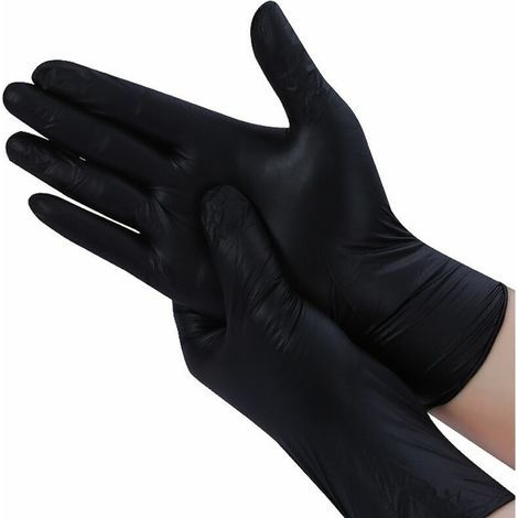 Gants nitrile taille M (100 unités), Gants nitrile jetables, Gants nitrile noirs, Gants jetables noirs, Gants nitrile (taille S, SANS LATEX) (1/5)