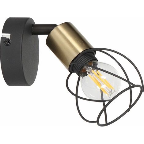 Applique Mahavi industriale nero/oro 1xE14 40W Reality (1/3)