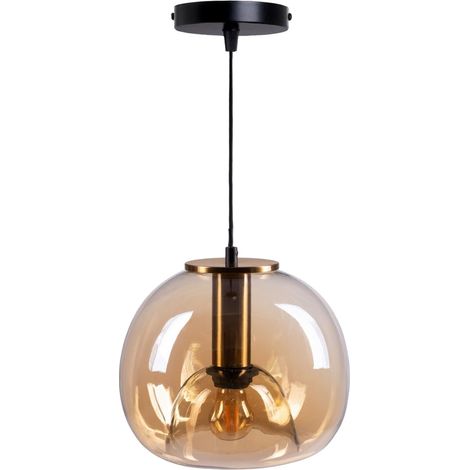 Lustre en verre beige doré (1/2)