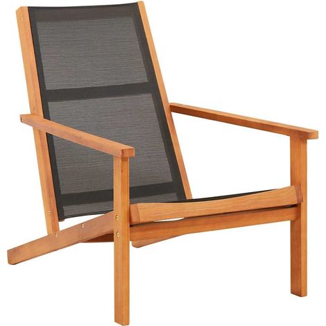 vidaXL Chaise de jardin Noir Bois d'eucalyptus solide et textilène (1/5)