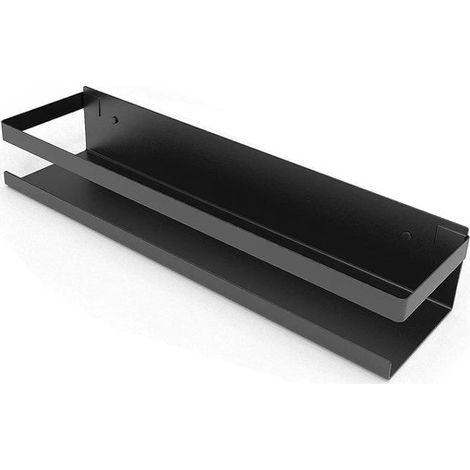 Estante de ducha, no requiere taladrar, negro, acero inoxidable, 30 cm