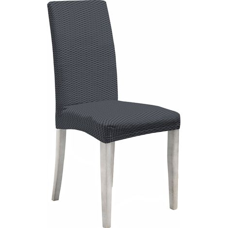 Set 2 Coprisedie con Schienale Elasticizzati in Poliestere Fashion Grigio Scuro (1/2)