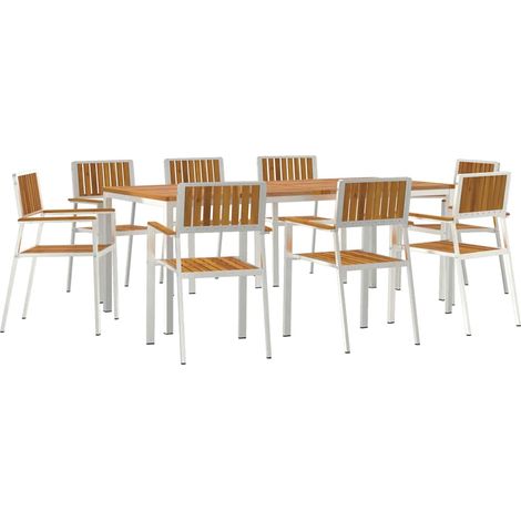 Maison Exclusive - Outdoortisch-Set 9 pcs Massives Akazienholz un