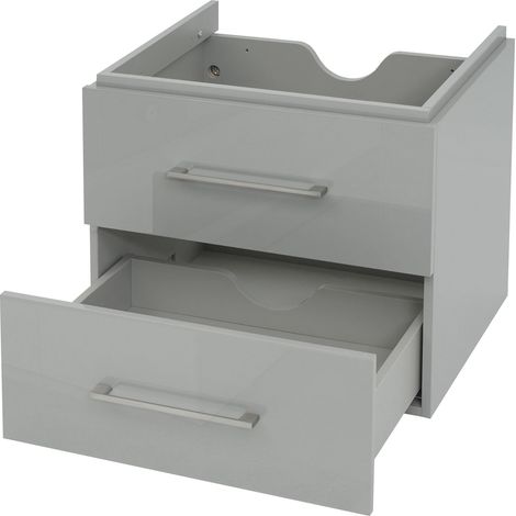 Premium Meuble sous-lavabo HHG-240, meuble sous-lavabo Meuble de salle de bain, brillant 60cm, gris