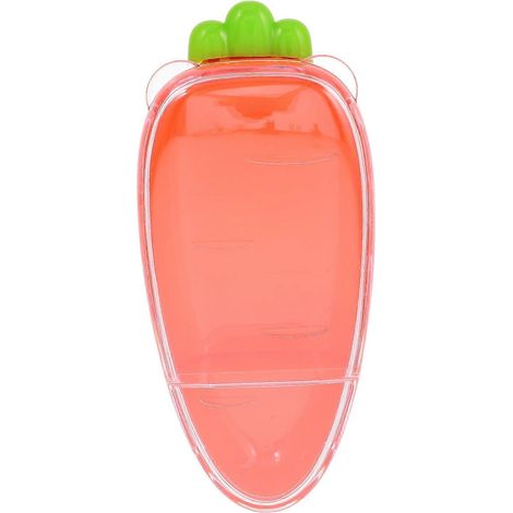 Boîte compartimentée réutilisable en plastique, 2 compartiments, en forme de carotte, transparente avec couvercle (1/4)