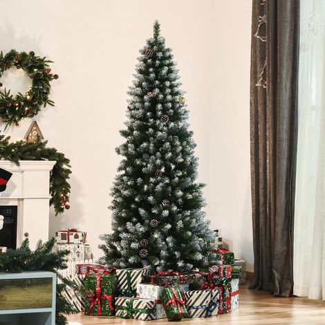 Vert - Sapin de Noël de 180 cm Grand sapin de Noël à 630 pointes, base pliable de 37 pommes de pin et support en acier pour la décoration (1/4)