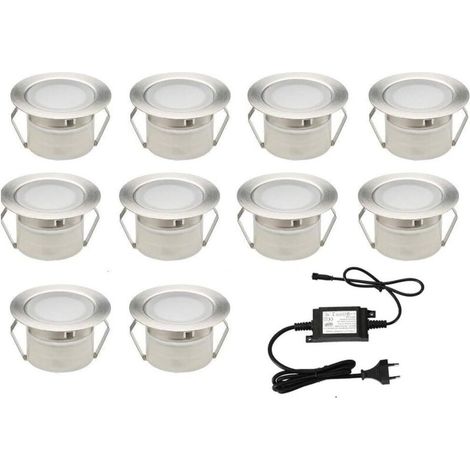 10x Lampe de Spot A LED pour Terrasse Enterré Plafonnier DC12V 1W IP67 Ø32mm Lampe Extérieur Déco Pour Chemin Escalier Pisc (1/4)