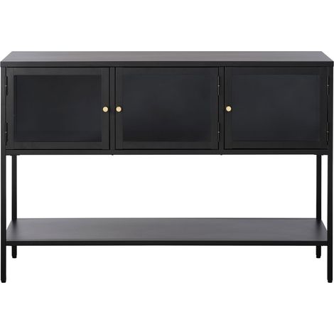 Buffet 3 portes en verre trempé et métal L132cm - Noir - ADARE (1/5)