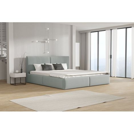 Polsterbett Doppelbett BERGEN 180x200cm Stoff Magic Velvet Hellgrau (1/2)