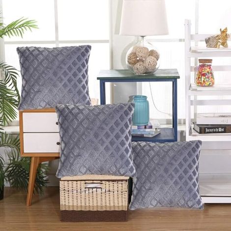 Lot de 4 coussins carrés en peluche (43 cm x 43 cm), housses de coussin en forme d'œuf de canard pour banc extérieur, canapé, meubles (sans noyau) (1/3)