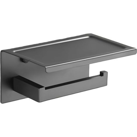 1 Porte-Rouleau, Acier Inoxydable, Étagère Intégrée, Finition Gris Mat, Pour Salle de Bain (1/5)
