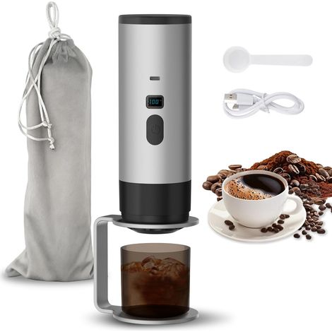 Machine à café portable 3 en 1 avec support, machine à expresso de voiture avec USB, compatible avec capsules et poudre de café, chauffage rapide en 3 minutes, pour les voyages, le camping et les (1/5)