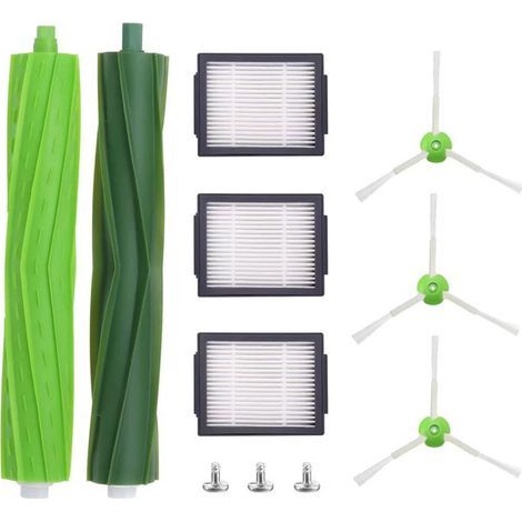 Accesorios de repuesto para Roomba i7 i7+ / i7 plus E5 E6 E7, accesorios para robot de repuesto con 3 filtros HEPA, 3 cepillos laterales, 2 rodillos (1/4)