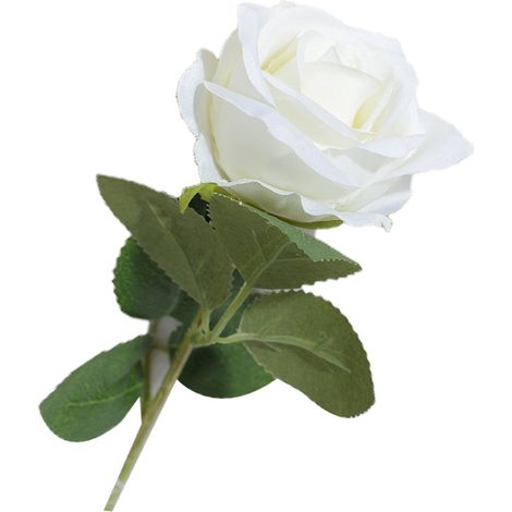 Bouquet de roses blanches en soie artificielle, fleurs simulées décoration salon maison ornement décoratif, 51 x 7 x 7 cm, 51 g, 1 pièce (1/5)