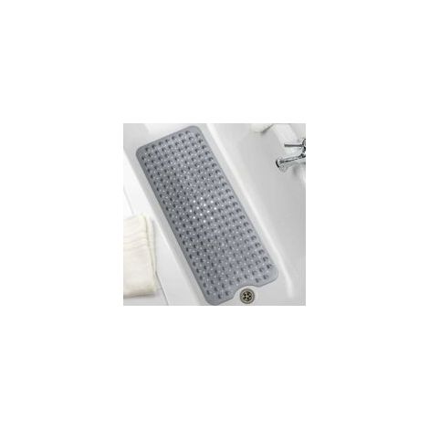 Tappetino da bagno extra lungo con ventose resistenti, antiscivolo, in PVC, lavabile in lavatrice, antimuffa, antifungino, 40x100 cm (grigio) - Crezuo (1/4)