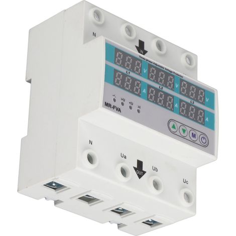 Dispositif de protection triphasé réglable 220 V à réarmement automatique contre les surtensions et les sous-tensions, 100 A, pour usage domestique. (1/5)