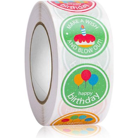 Große Bögen mit „Happy Birthday“-Aufklebern für Kinder – 500 Stück, zum Dekorieren von Karten, Geschenktüten und Umschlägen. (1/3)