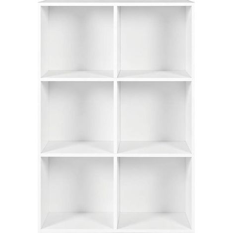 Étagère cubique multifonctionnelle en bois E1 avec 6 cubes, 59,6 x 89 x 29 cm, meuble de rangement ouvert (1/5)