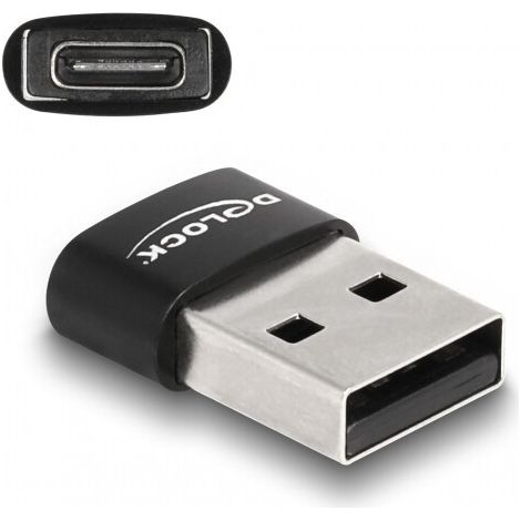 DeLOCK Delock USB 2.0 Adapter USB Typ-A Stecker zu USB Type-C™ Buchse schwarz (60002)