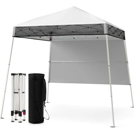 Tonnelle pliante blanche avec toit Oxford anti-UV, paroi latérale et piquets, montage sans outil pour jardin, terrasse et événements (1/5)
