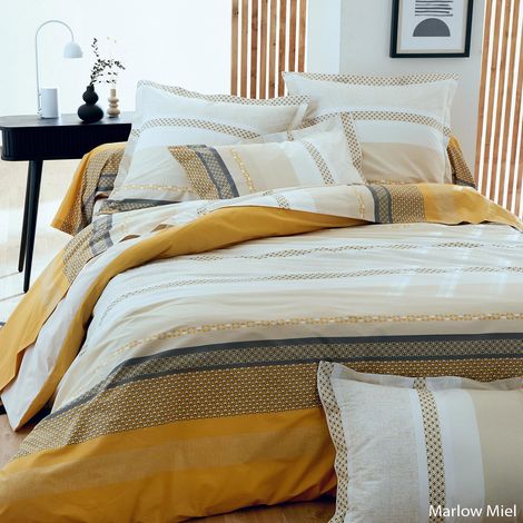 Housse de couette en percale de coton au style ethnique chic Jaune 260x240 cm