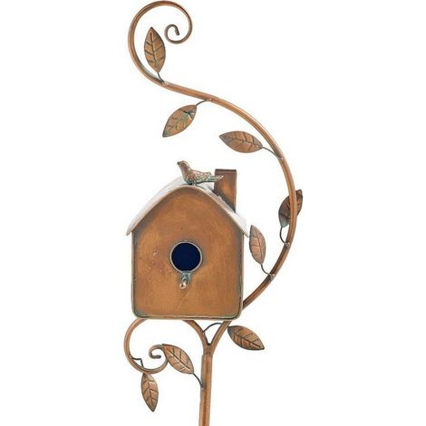 Maison Pour Oiseaux - Support En Métal Doré - Pour Jardin Cour Arrière Terrasse Extérieur - Hauteur Réglable En 3 Parties - 1 Pièce (1/2)