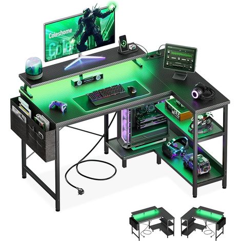 LED Gaming Desk, 100 x 70 cm, Carbon Black (1/5)