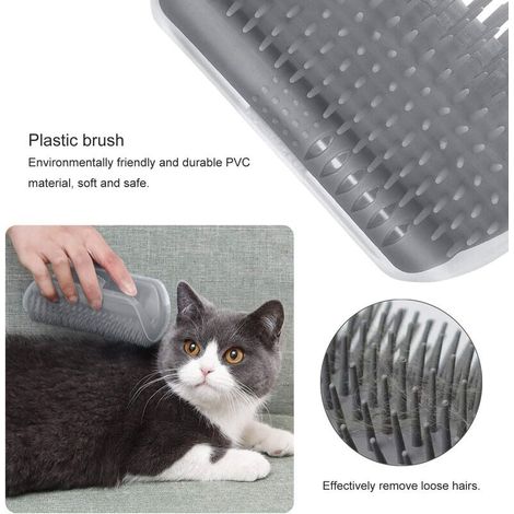 Paquete de 2 cepillos masajeadores para el cuidado de gatos, peine para gatos con hierba para gatos para masajear la picazón (gris) (1/4)