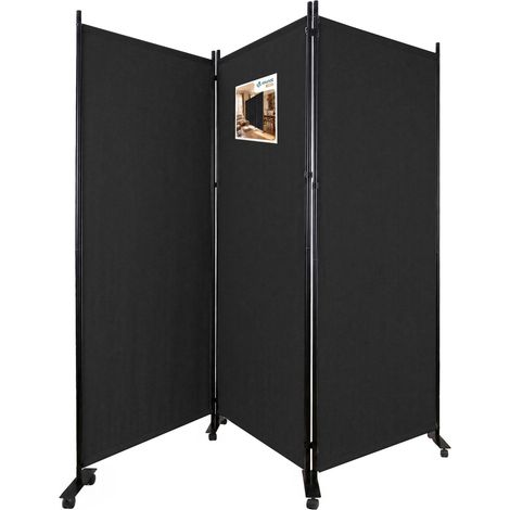 Paravent Séparateur de Pièce 3 Panneaux avec roulettes Cloison de Séparation Autoportant Pliable Brise Vue pour Plus d’Intimité Salon Chambre Bureau 262 x 30 x 180 cm Anthracite (1/5)