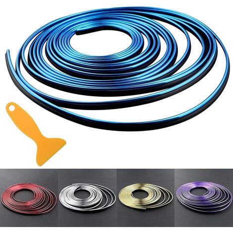 1 Stück Auto-Innenraum-Zierleiste, 5 m, 3D-Folienstreifen, rot, dekorative Zierleiste für Autoteile, Innendichtung (blau) (1/5)