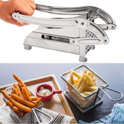 Skecten – Coupe-frites en acier inoxydable – Taille 26 x 12 x 9.5 cm – Frites croustillantes maison – Outil de cuisine professionnel