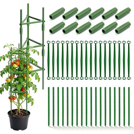 Lot De 2 Cages à Tomates De Jardin: Tours à Tomates en Treillis, Acier Et Plastique, Support De Plantes De Grimpantes pour Légumes Et Fleurs, Légumes Et Fleurs, Plantes Grimpantes (1/5)