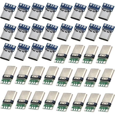 40 Stück USB-C-Steckverbinder zum Löten, USB-C-Einbausteckverbinder, USB 3.1 Typ C 24-poliger Stecker/Buchse-Steckverbinder zum Löten, Leiterplatten-Trägermodul.
