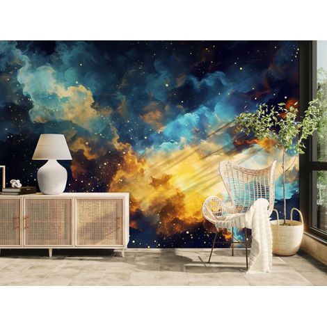 Papier peint galaxie – Nuages cosmiques lumineux - 150 x 250 cm (1/2)