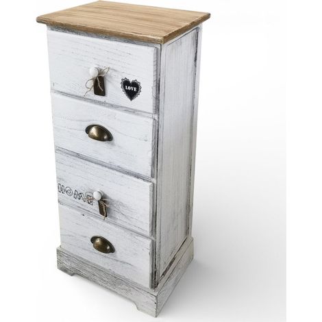 Mobile mobiletto bianco in legno con 4 cassetti 35x28xH73 cm