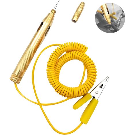 1 x DC 6-24V Electrical System Tester Car Voltmeter with Expandable Spiral Wire, Copper Protective Cap, LED Indicator - for Fuses and Headlights Tester (1/5)
