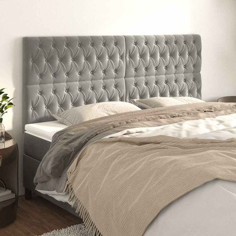 vidaXL Cabecero gris claro 180x7x118/128 cm terciopelo (1/5)