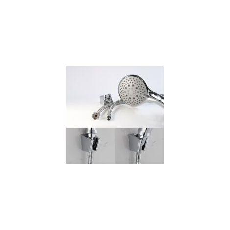 Supporto per soffione doccia argento, supporti per soffione doccia, supporto doccia a parete con viti, due fessure per carte, compatibile con la maggior parte dei soffioni doccia - Crezuo