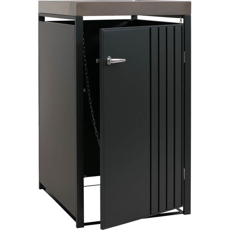 [NEUWERTIG] 1er-Mülltonnenverkleidung HHG-362, Mülltonnenbox mit Pflanzkasten, Metall 125x68x84cm 35kg anthrazit