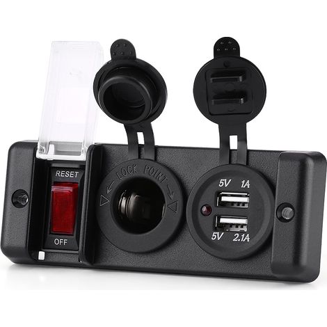 Wasserdichte 12V-Doppel-USB-Zigarettenanzünderbuchse mit Schalter und Ladepanel für Auto, Wohnmobil und Boot (1/5)