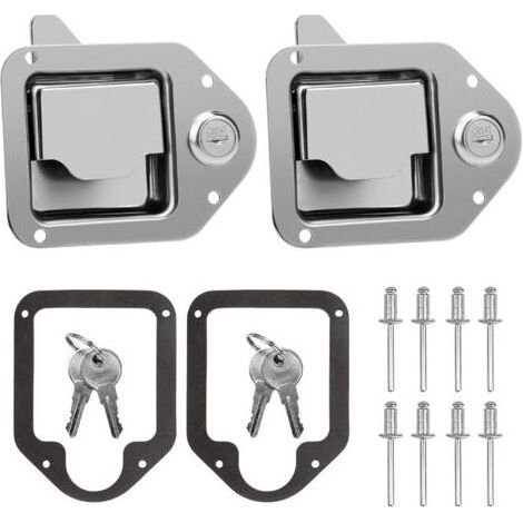 Loquet de rechange pour boîte à outils de camion, poignée de rechange en acier inoxydable avec clé pour camion, camping-car, remorque, UTV, VTT (lot de 2) (1/5)
