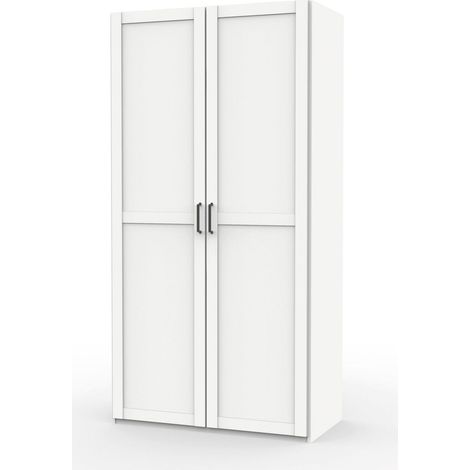 Armoire Placard de rangement de 2 portes réversible coloris Blanc/cambrien - Longueur 100 x Profondeur 50 x Hauteur 200 cm (1/5)