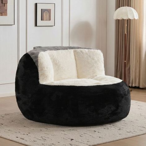 Sofá puf gigante multicolor de piel sintética, relleno de espuma triturada, no requiere montaje. (1/5)