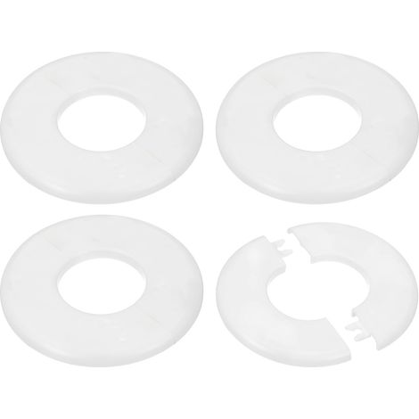 Cache Mitigeur Douche, 4pcs Écussons en ABS Garniture Robinet Douche Muraux pour 44mm, Décoration Rosace Robinet Coffrage Caches Tuyaux d'Eau Chauffage Plomberie Mural, Blanc (1/5)