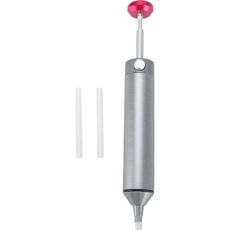 Pompa dissaldante manuale con punta in silicone anti-intasamento, strumento a ventosa per saldatura di livello industriale per la riparazione e lo smontaggio di componenti, colore grigio. (1/5)
