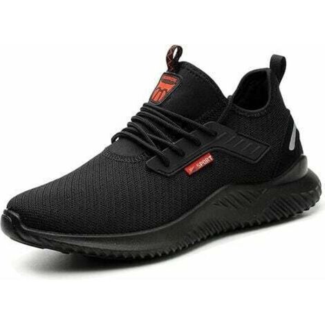 Chaussures de Securité Légère Chaussure de Chantier Protection Embout en Acier Respirantes Antidérapantes Baskets de Sécurité Chaussures de Travail Homme Femme Unisexe Taille 43 Eu, noir (1/5)