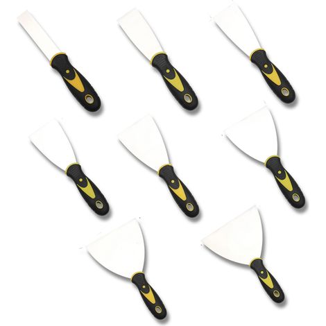 8 Pièces Couteau à Enduire, Better Jeu de Spatules en Acier Inoxydable Spatule Bricolage 24/40/49/63/74/98/124/150 mm pour DIY Décoration Enlèvement de Peinture (1/5)