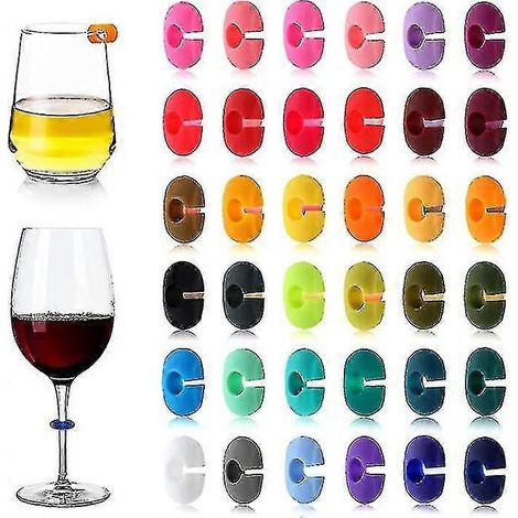 HONORNIC - Lot de 36 étiquettes pour verres à vin et coupes à champagne, couleurs aléatoires